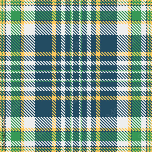 Принти на полотні Repeatable madras check pattern blends blue cyan teal shades, dense intersecting cords, open windowpane spacing, heritage textile character, and minimal styling for web banners, packaging, apparel