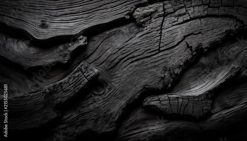 black texture of bark detailed wood panorama background generative ai