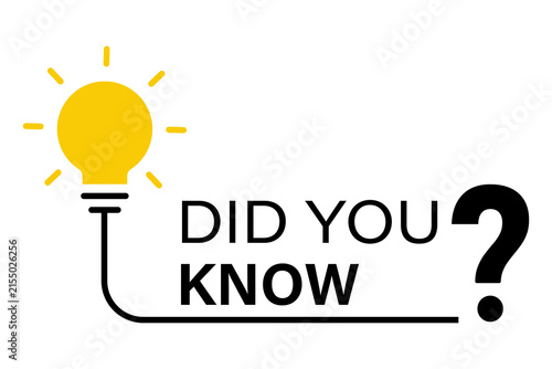 Cuadro en lienzo Did you know text sign with a yellow glowing light bulb icon for facts and infor