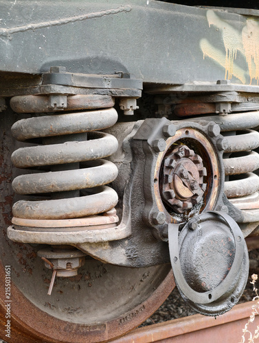 Canvastavla Freight wagon bogie containing bearing wheel and spring suspension designed for