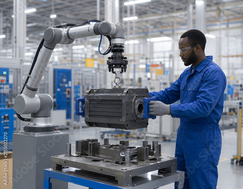 Kollaborativer Roboter unterstützt einen Industriearbeiter