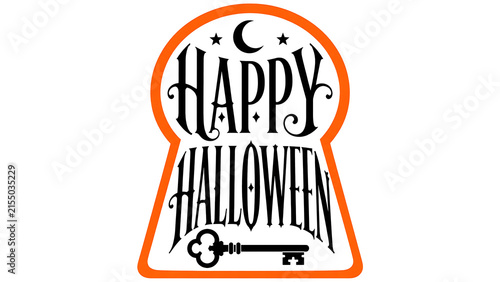 Happy halloween typography design with a vintage key