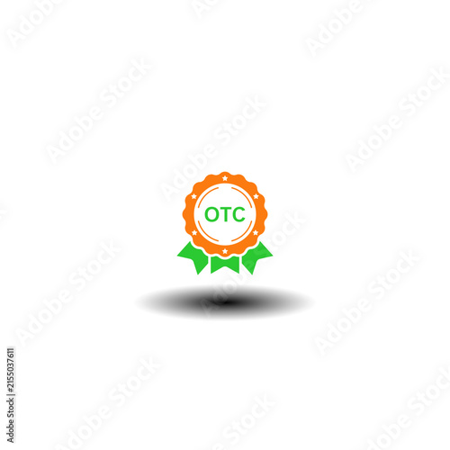 Vector illustration of seal with OTC abbreviation. Symbol of OTC Over The  Counter.