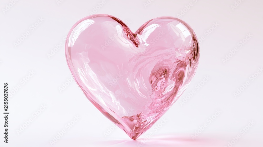 Fototapeta premium A glossy, translucent pink glass heart shape
