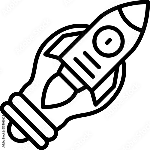 Startup Business Rocket Launch Line Icon