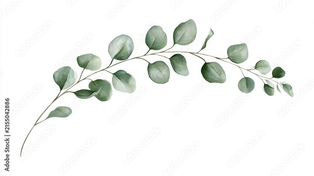 Obraz premium Watercolor eucalyptus branch isolated on white background