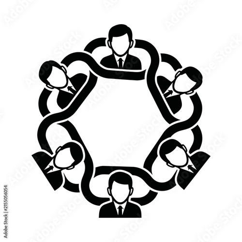 Business teamwork conceptual icon with connected professionals teamwork business networking