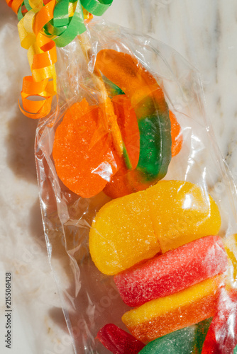 Obraz na płótnie wrapped candy kabob made with gummies