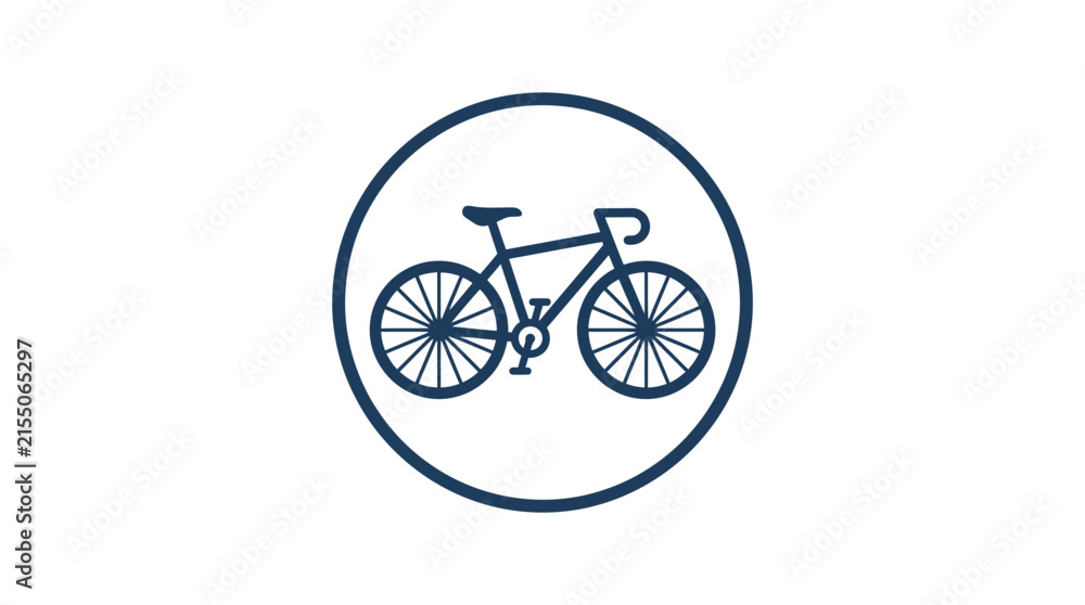 Fototapeta premium Blue road bicycle icon in circular frame.
