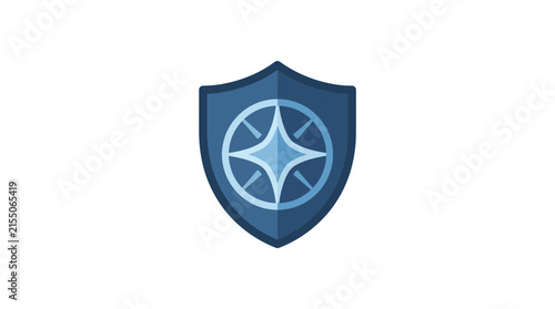 Blue shield icon with star compass center