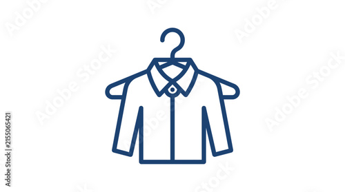 Blue shirt on hanger icon apparel line art.