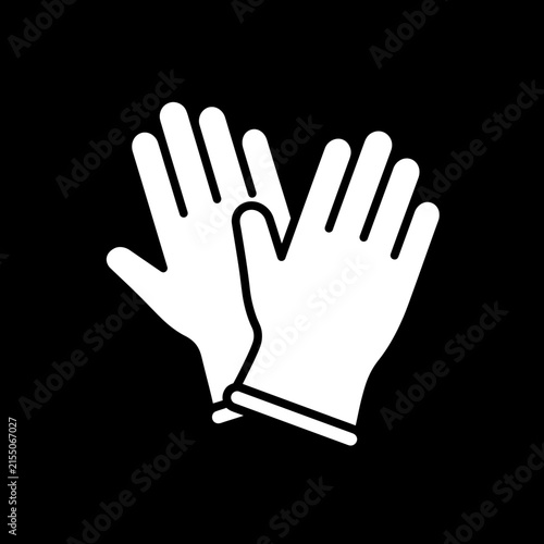 White protective work gloves on black background