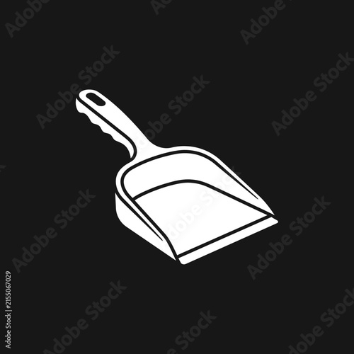 White dustpan icon on black background