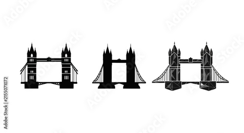 Vector illustration of tower bridge london icons set on a transparent background