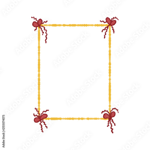 Hand drawn watercolor frame art, cute illustration with bow