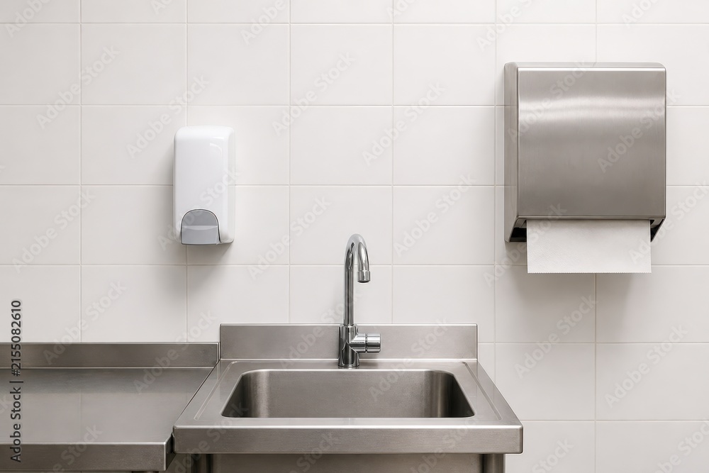 Fototapeta premium School Kitchen Food Safety Prepared Handwashing Station object detail