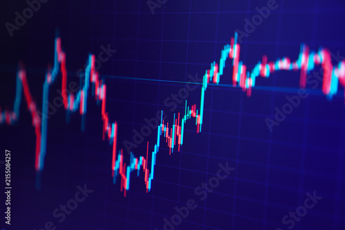 Konstfotografi Close-up of a fluctuating stock market graph on digital screen