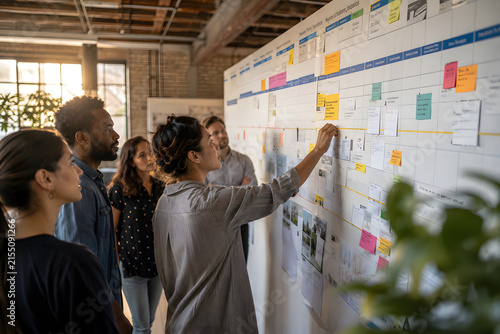 Cross Functional Team Reviewing Project Timeline