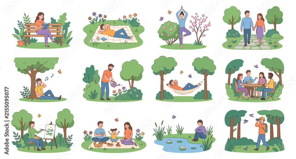 Fototapeta premium Outdoor activities people enjoying nature park recreation