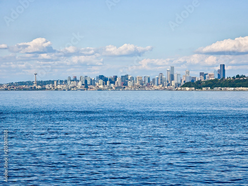 Фотография Seattle skyline and Space Needle viewed across Elliott Bay, Washington