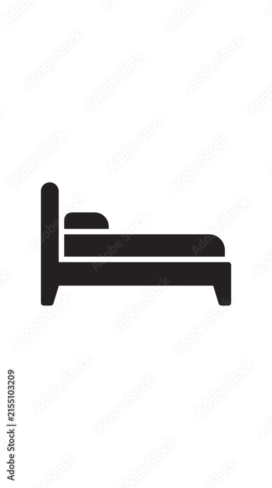 Fototapeta premium Minimalist black bed icon for hotel and travel UI design.