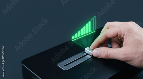 Key performance indicator KPI concept with hand adjusting slider to increase performance level, futuristic technology