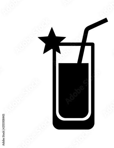 Black silhouette of a cocktail glass with a straw and star garnish.