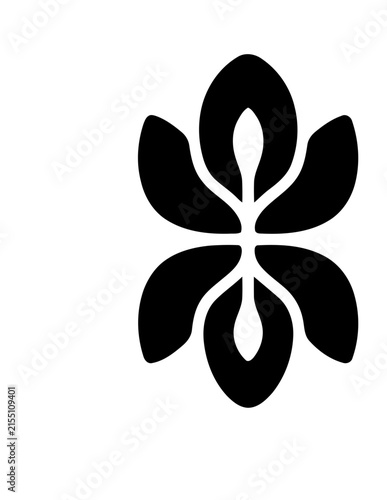 Black symmetrical floral stencil motif on white.