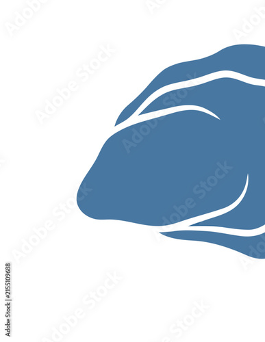Blue abstract rock stone silhouette.