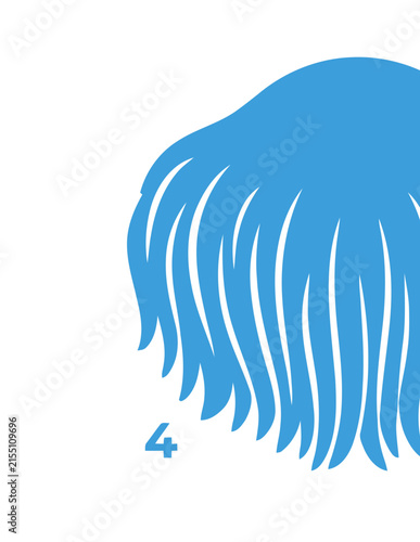 Blue abstract wavy fiber or hair silhouette.
