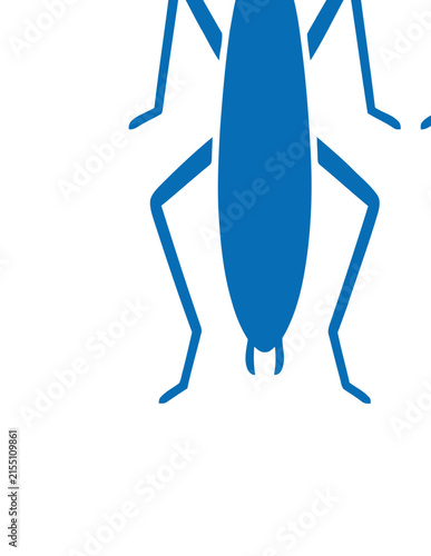 Blue grasshopper insect body silhouette.