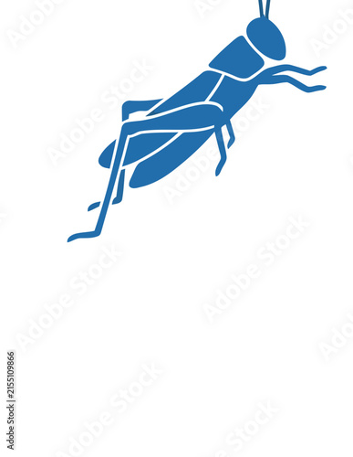 Blue grasshopper or cricket insect silhouette.