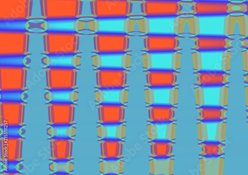 Abstract geometric background with vibrant orange and cyan wavy vertical stripes, retro 70s style digital art pattern, modern dynamic wallpaper design