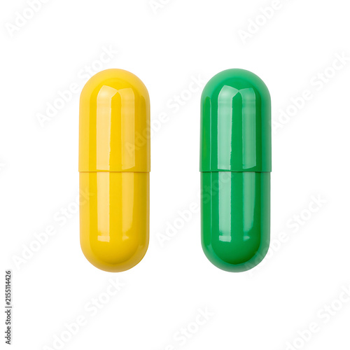 Green Yellow Pharmaceutical Capsules Isolated