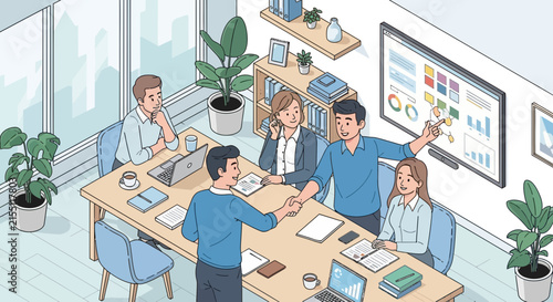 Team of professionals collaborating around a conference table.