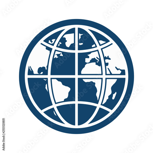 Global Sphere Emblem Representation of International Commerce and Worldwide Connections Depicting Continents within a Circular Design for Business Concepts and Digital Communications Symbolizing