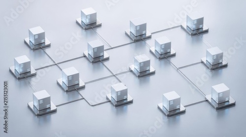 Futuristic Network of Small Server Units Connected by Thin Lines
