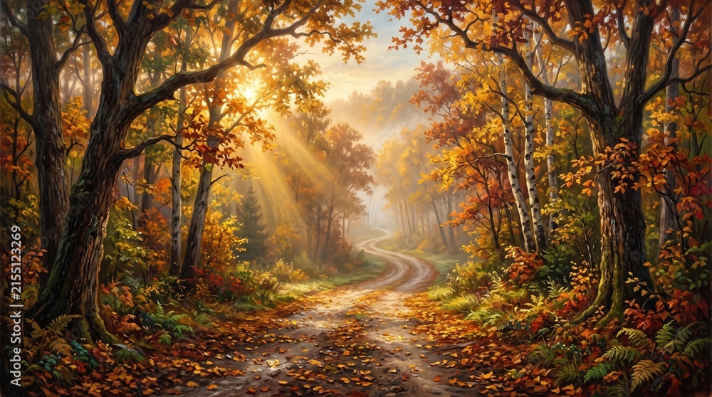 Fototapeta premium Autumn forest road