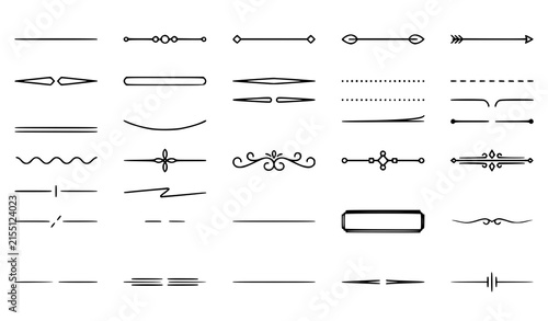 Картината върху платно Decorative text divider and page separator line icon set for classic wedding inv