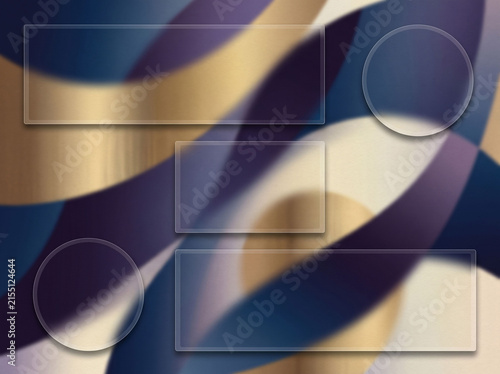 Futuristic abstract background with elegant glass panels flowing curves blue purple gradient colors golden highlights modern advertising luxury brand template