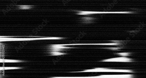 Black and white glitch texture background with vertical lines and analog static noise	