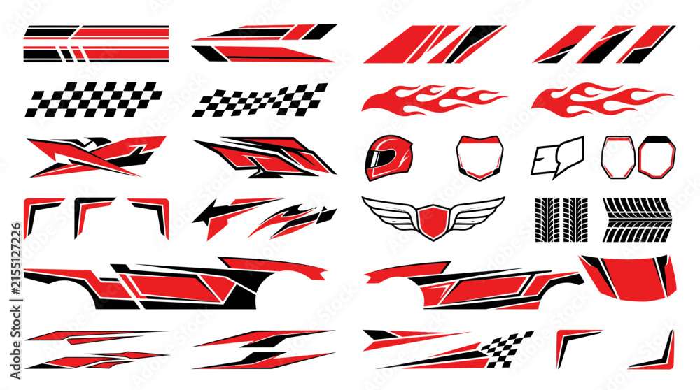 Fototapeta premium Racing Car Decals Vector Art Design Elements Speed Fast