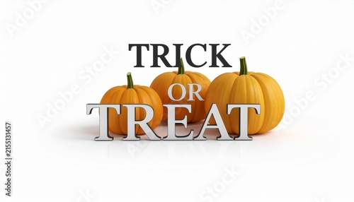 Trick or Treat Halloween Celebration Greeting Card with Decorative Pumpkins.