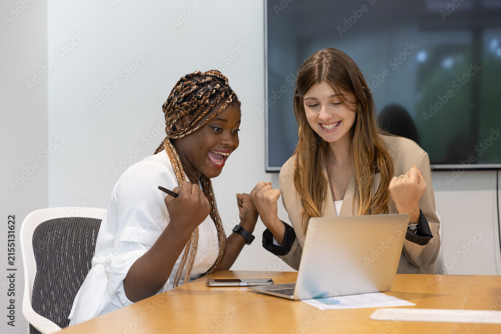 Fototapeta premium Architect Designer colleagues, interior designer discussing creative business brain storm meeting development presentation for roadmap to new project. Teamwork of asian woman, caucasian man planning.