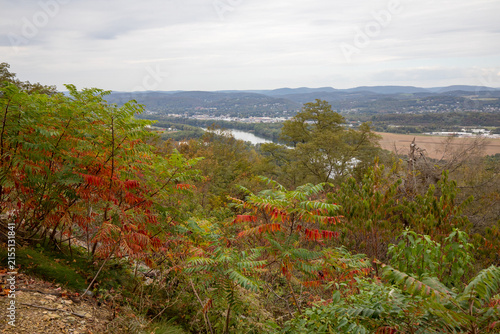 Panoramic view from the Montgomery Pike overlook area looking down onto the the city of Montoursville, Pennsylvania. 