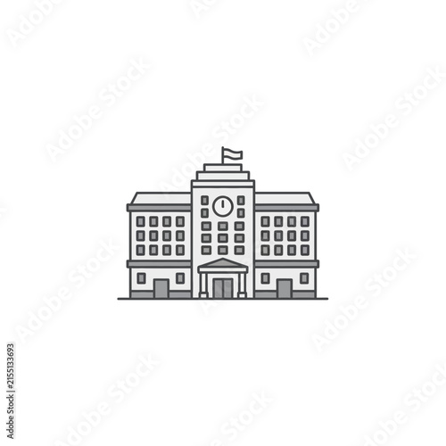 Classic school building or government office line icon