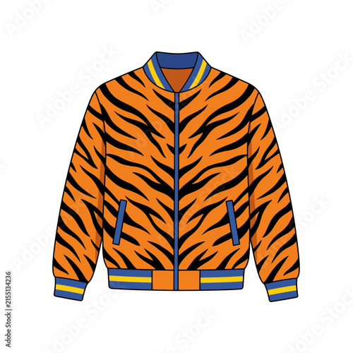 Tiger Pattern Bomber Jacket Vector Illustration for Streetwear Fashion Design