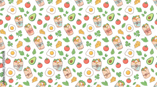 Cute Food Pattern Isolated Transparent Background