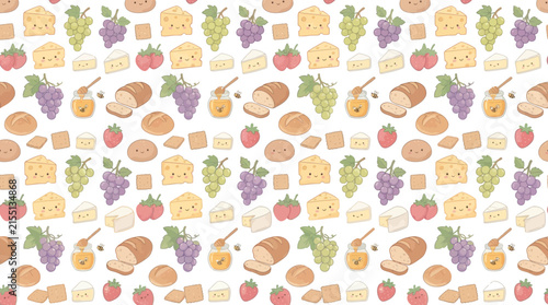 Cute Food Pattern Isolated Transparent Background