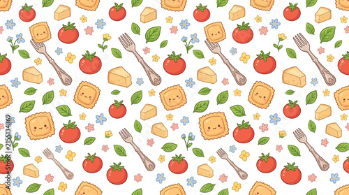 Cute Food Pattern Isolated